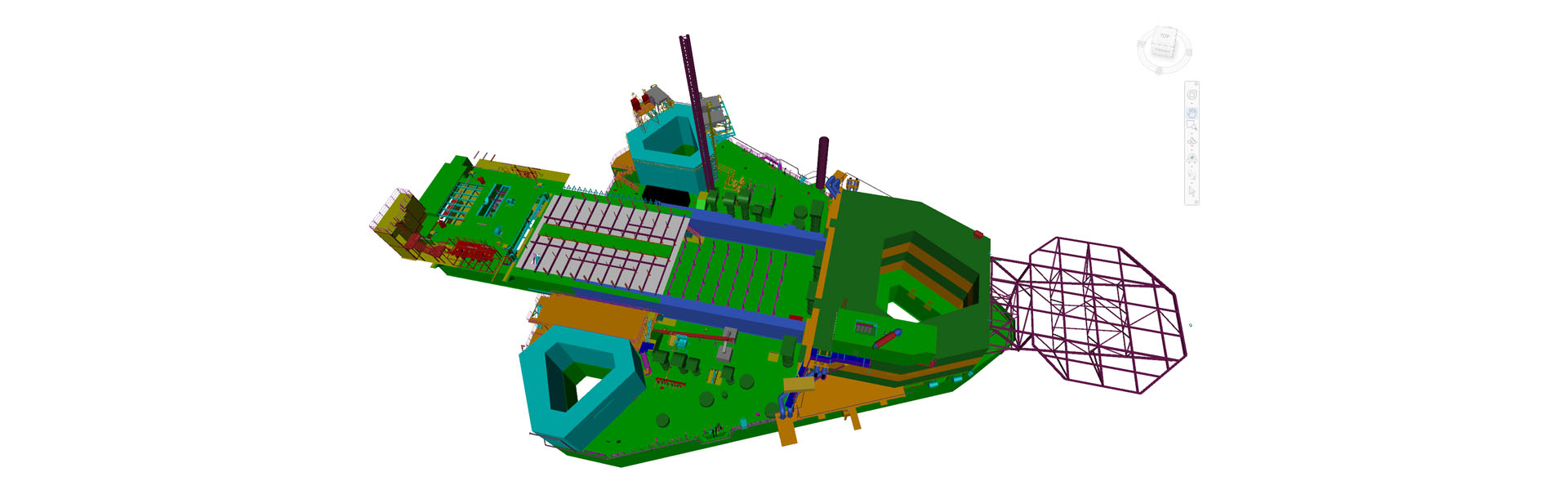 Plan view of a 3D model of an offshore structure designed at Conceptia.
