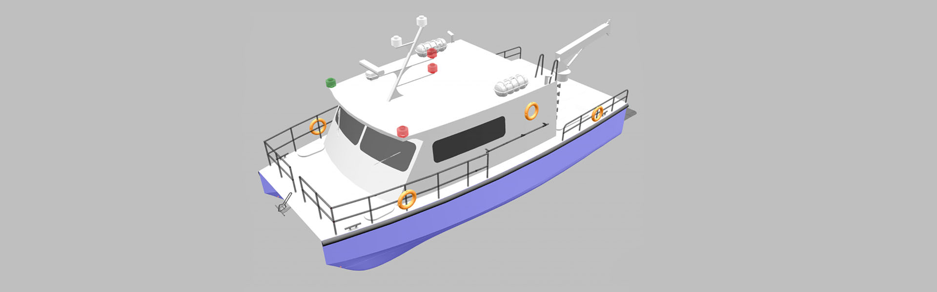 3D model of a dive support vessel - 13 m Catamaran.